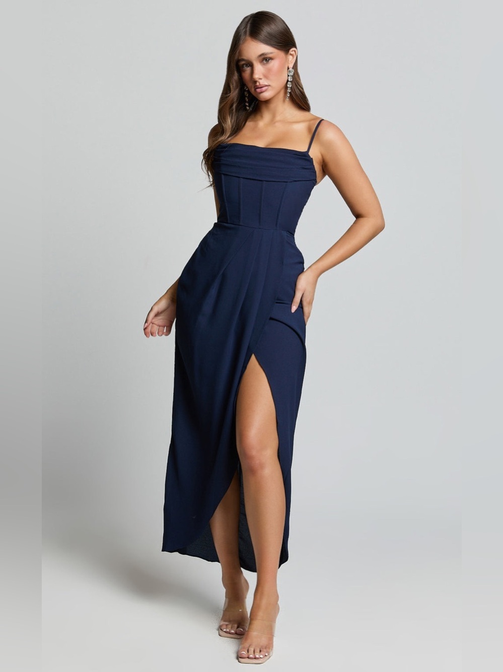 NWT - Showpo. Adrian Midaxi Dress in Navy - Size 6